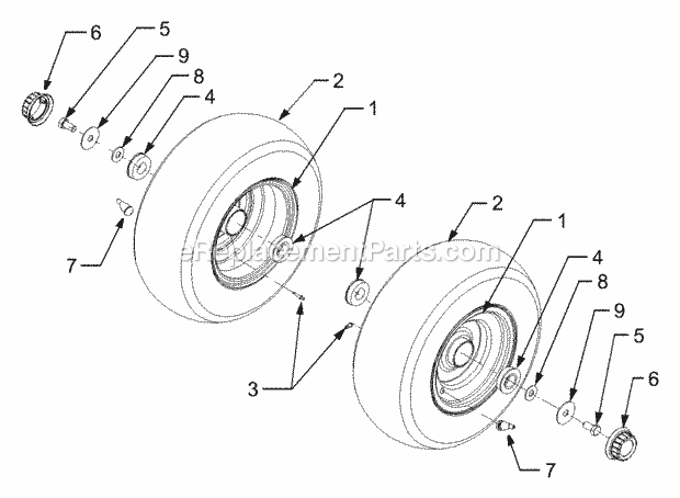 Front Wheels Diagram and Parts List for 3204 14A-641-100 Cub Cadet Lawn Tractor